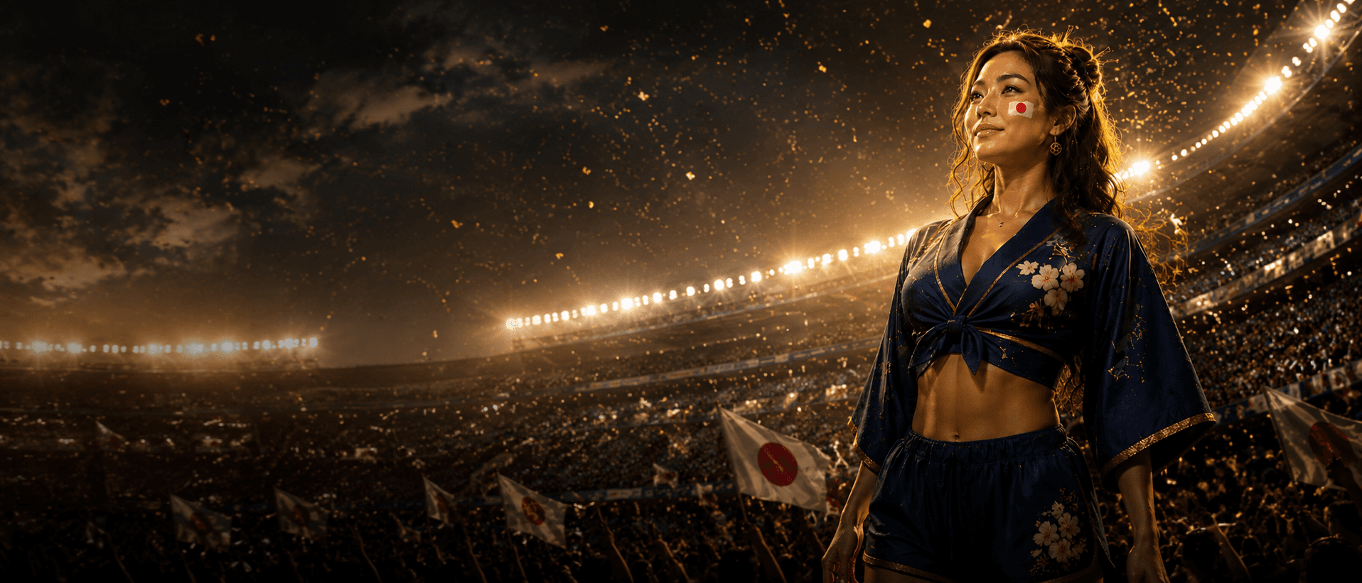 Japan fan under golden stadium lights for the CHARMING voting movement